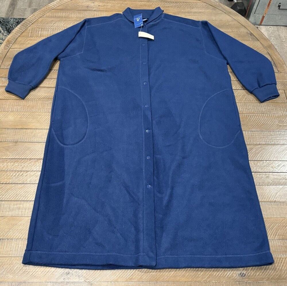 Charter Club Intimates WARM Fleece VTG Nightgown Snap Button Pockets -Womens 2XL